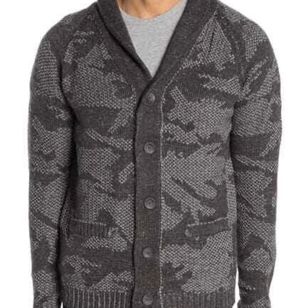 NWT mens HEDGE Camo Shawl Collar Button Cardigan - Picture 9 of 10